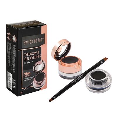 Swiss Beauty 2 In 1 Eyebrow and Gel Eyeliner 24 Hr Lasting Smudge Proof Waterproof- (SB-925) 3gm + 4gm 2's - Eyeliners