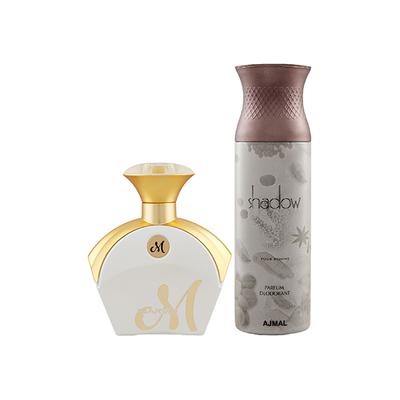 Maryaj M White For Her EDP Floral Fruity Perfume And Ajmal Shadow Homme Deodorant Citrus Woody Fragrance 290 ml - Perfumes (Edt/Edp)
