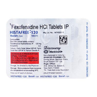 Histafree 120mg Tablet 10'S - Allergies-Ant