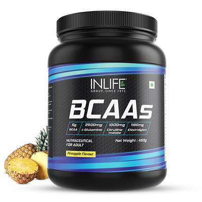 INLIFE BCAAs Powder - Pineapple Flavour 450 gm - Bcaa Supplements