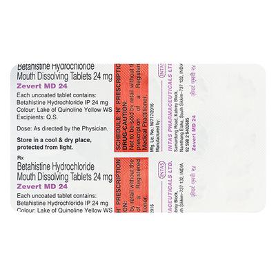 ZEVERT MD 24mg Tablet 15's - Vertigo-Ant