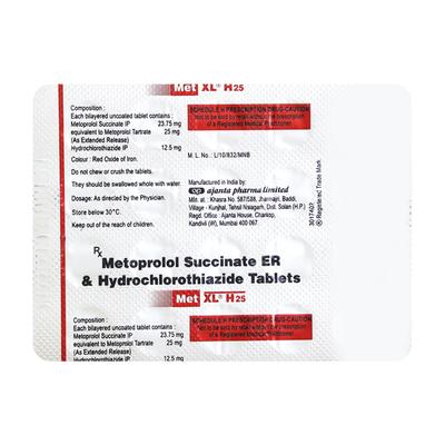 MET XL H 25mg Tablet 20's - Hypertension-Bet