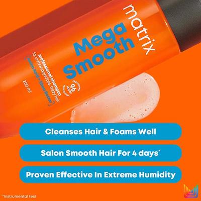 Matrix Mega Smooth Combo for Frizzy, Dry Unmanageable Hair, Defy Frizz for 4 Days 320 g - Shampoos