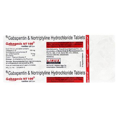 GABAGESIC NT 100 Tablet 10's - Neuropathic Pain-Dru