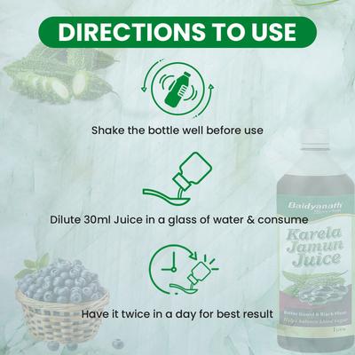 Baidyanath Karela Jamun Juice - Bitter Gourd and Black Plum 1 litre - Ayurvedic Juices