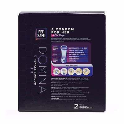 Pee Safe Domina Female Condom (pack of 2) 1's - Plain/Flavoured Condoms