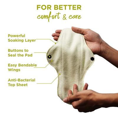 Pee Safe Reusable Sanitary Pads (6 Regular Pads + 2 Overnight Pad + 2 Leak Proof Pouch) (pack of 10) 1's - Sanitary Napkins