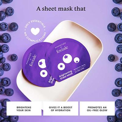 Foxtale Essentials Brightening Sheet Mask with Niacinamide and Berries 26 gm - Sheet Masks