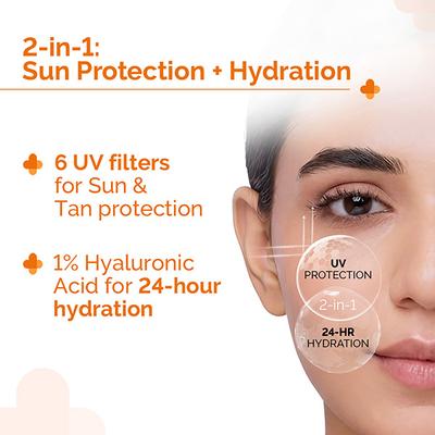 The Derma Co. 1% Hyaluronic Sunscreen SPF 50 Aqua Gel, Pa++++,For Broad Spectrum & Blue Light Protection 80 gm - Face Sunscreen