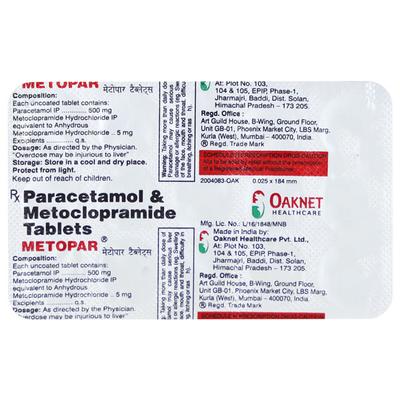 Metopar Tablet 15'S - Migraine