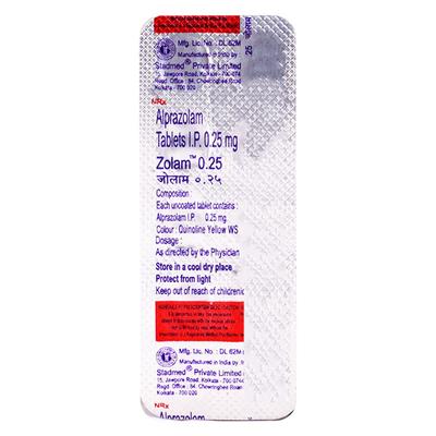 Zolam 0.25mg Tablet 10'S - Anxiety-Anx