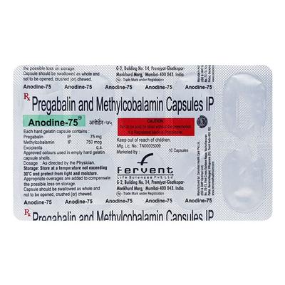 Anodine 75mg Capsule 10'S - Neuropathic Pain-Noo