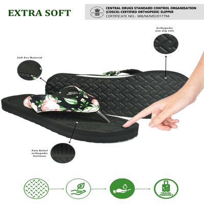 Ortho Cheer Anti-Skid Orthopedic and Diabetic Care Daily Use Slipper - Women Soft (Black) (Size -4) 1 pair - Knee/Ankle/Leg/Foot Supports