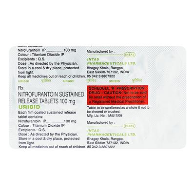 Uribid 100mg Tablet 15'S - Bacterial Infections-OAB