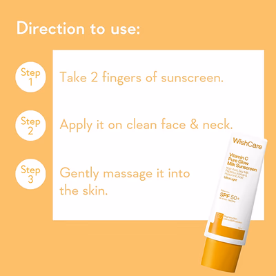 WishCare Vitamin C Pure Glow Brightening Sunscreen for Dry Skin - SPF50 PA++++In-Vivo Tested (50ml) - Face Sunscreen