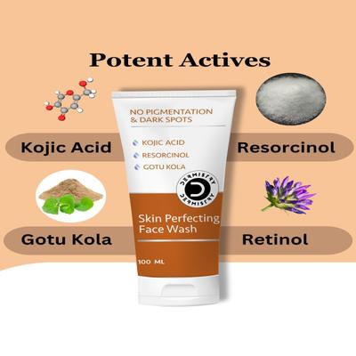 Dermistry No Pigmentation & Dark Spots Kojic Acid Skin Perfecting Face Wash 100 ml + No Pigmentation Kojic Acid Skin Perfecting Face Mask 50 ml - Masks & Peels