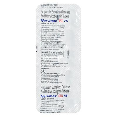 Nervmax SR 75mg Tablet 10'S - Neuropathic Pain-Dru