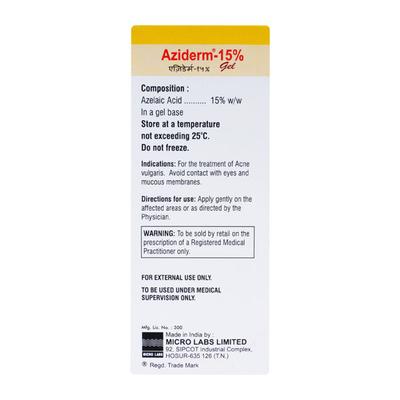 Aziderm 15% Gel 15gm - Acne-Acn