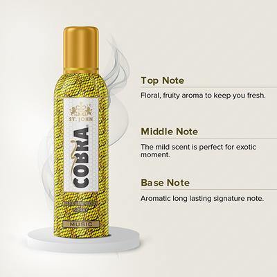 St. John Cobra True Man Body Spray 100 ml + Cobra Music Body Spray 100 ml - Men Deodorants/Roll-Ons