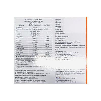 PANCREHENZ 25000 NUTRACEUTICAL Capsule 15's - Digestion-Dig