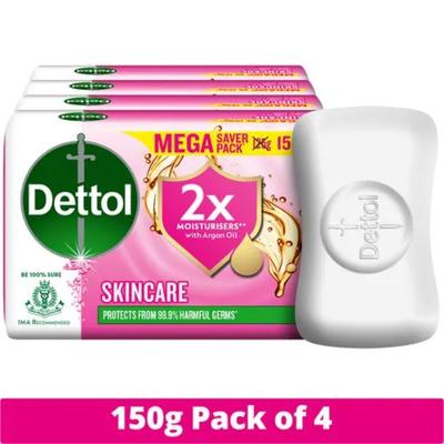 Dettol Soap - Skincare with 2X Moisturizers (Pack Of 4 X 150 g) - Soaps