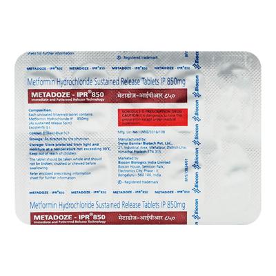 Metadoze Ipr 850mg Tablet 10'S - Diabetes-Ant
