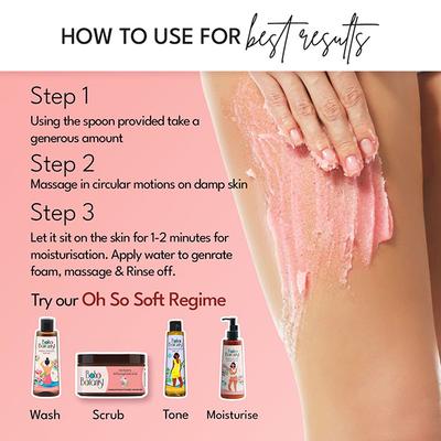 Boho Botanist Rose & Peony Sugar Body Scrub - Tan Removal Glowing Skin for Dull, Rough Skin 200 gm - Scrubs & Exfoliants