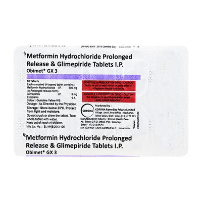 OBIMET GX3 Tablet 10's - Diabetes-Ant