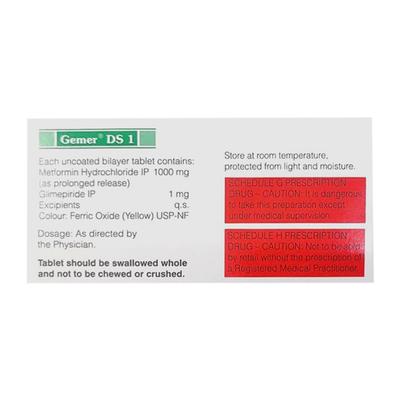GEMER DS 1 Tablet 15's - Diabetes-Ant