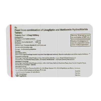 Trajenta Duo 2.5/1000mg Tablet 10'S - Diabetes-Ant