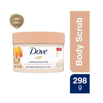 Dove Exfoliating Body Polish Scrub Oatmeal & Calendula Oil for Delicate Skin 298 gm - Scrubs & Exfoliants