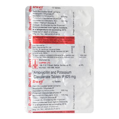 Duet 625mg Tablet 10'S - Bacterial Infections-Pen