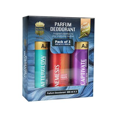 Ajmal Afterglow Advanced, Captivate Advanced, Nemesis Deodorant Spray 200ml Each For Men and Women 600ml 1's - Deodorants/Roll-Ons
