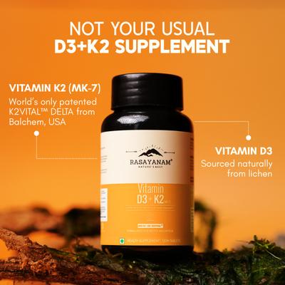 Rasayanam Vitamin D3 K2 (MK-7) Tablets 120's - Multi-Vitamins