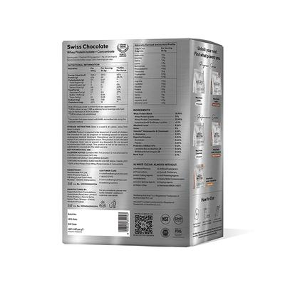 Wellbeing Nutrition Whey Protein Isolate + Concentrate (Swiss Chocolate) 213 g - Nutritional Bars