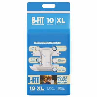 B-Fit Adult Economy TAPE Diaper (XL) 10's - Adult Diapers & Pads