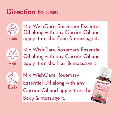 Wishcare 100% Pure Rosemary Essential Oil - Reduces Hairfall & Boosts Hair Growth (15ml) - Essential Oils