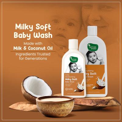 Mother Sparsh Milky Soft Baby Wash with Milk Protein, Coconut Oil and Shea Butter 200 ml - Baby Skin Care