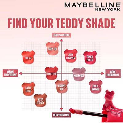 Maybelline New York Superstay Teddy Tint - Lip and Cheek Color, Skinny Dip 5 ml - Liquid Lipsticks