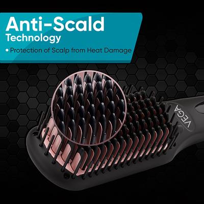 Vega Hair Straightener Brush with Ionic & Thermoprotect Technology and 16 Temperature Settings, VHSB-04 1's - Hair Combs