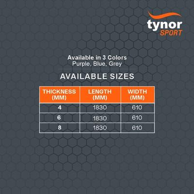 Tynor Yoga Mat TPE - Blue (8 mm) 1's - Gym Accessories