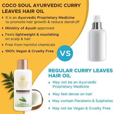 Coco Soul Curry Leaves Hair Oil With Extra Virgin Coconut Oil - Makers Of Parachute Advansed 200 ml - Hair Oils