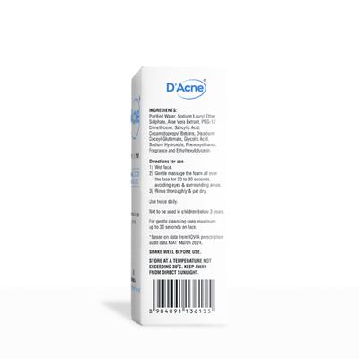 D Acne Foaming Face Wash Foam 60ml - Face Wash & Cleansers