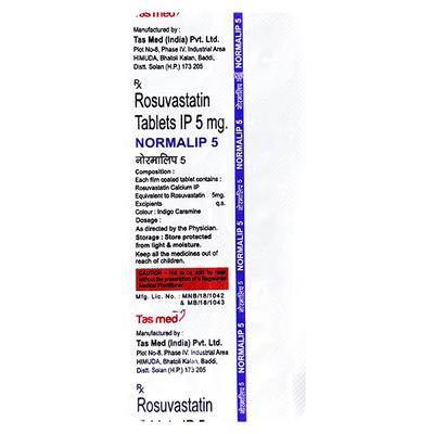 NORMALIP 5mg Tablet 10's - High Cholesterol-Dys