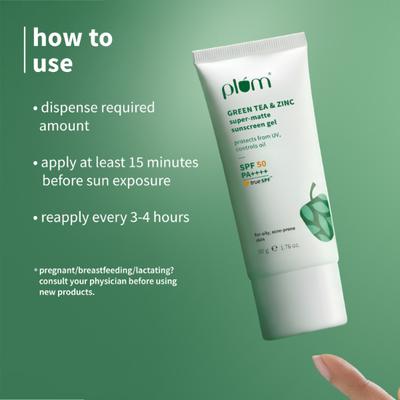 Plum Green Tea and Zinc Super-Matte Sunscreen Gel 50 gm - Face Sunscreen
