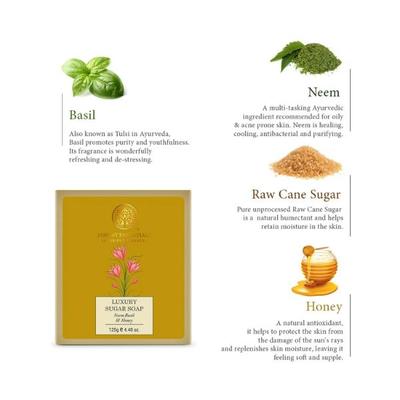 Forest Essentials Luxury Sugar Soap Neem Basil & Honey Handmade Soap 125 gm - Soaps