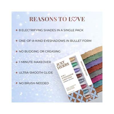 Just Herbs 8 In 1 Eye Shadow Lidsticks With Kumkumadi + Rice Starch , Infinity & Beyond 12gm - Eye Shadow Palettes