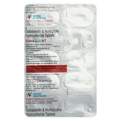 GABAQUIL NT 400 Tablet 10's - Neuropathic Pain-Dru