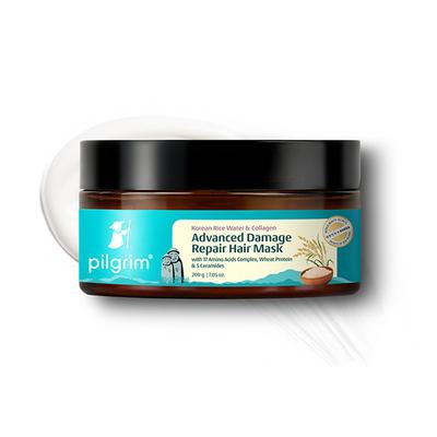 Pilgrim Korean Rice Water & Collagen Advanced Damage Repair Hair Mask Prevents Breakage & Split Ends 200 gm - Hair Masks & Packs