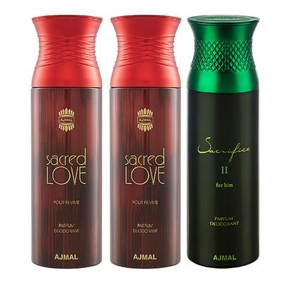 Ajmal Sacred Love Sacred Love Sacrifice II Deodorant Spray (Pack of 3) 200 ml - Perfumes (Edt/Edp)